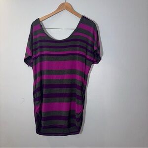 Torrid Top Strappy Back Stripes Grey And Purple Plus Size 2